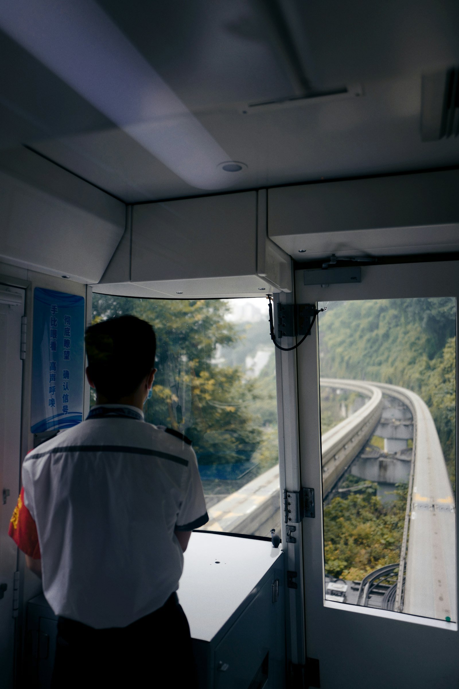 Driver's view from the cab of a train